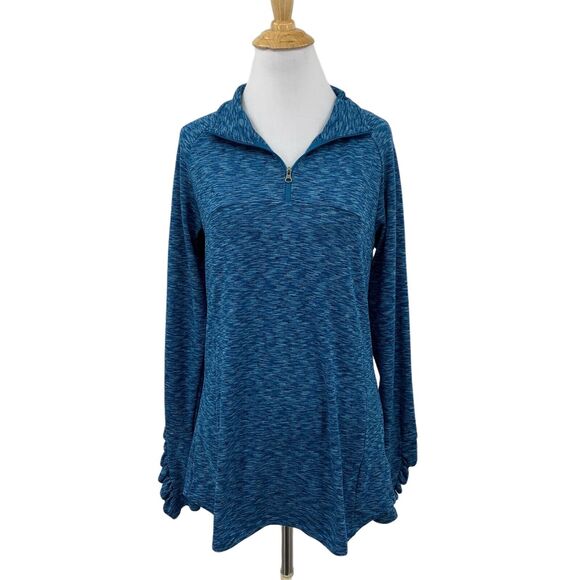 Columbia Sweater Womens L Large Oasis Blue Knit Outerspaced Quarter Zip Pullover - Picture 1 of 13